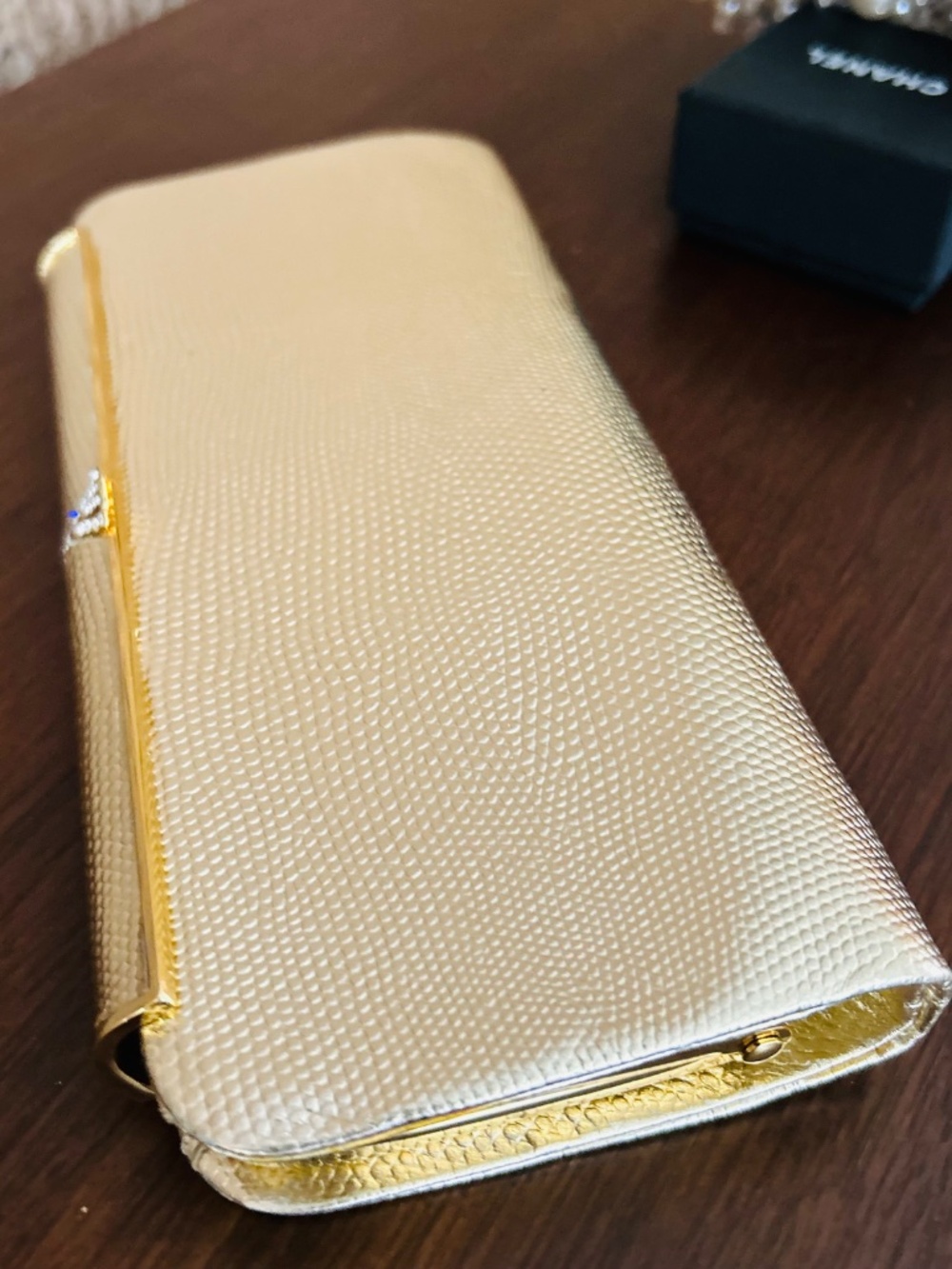 Banana Republic Genuine Cow Leather Champagne Gold Evening Clutch